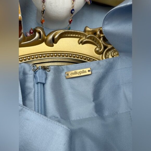 🆕 CULT GAIA 🧿 NWOT Marizia Silk-Dupioni Mini Dress, Coastal Blue - Sz US 2 - Picture 15 of 16